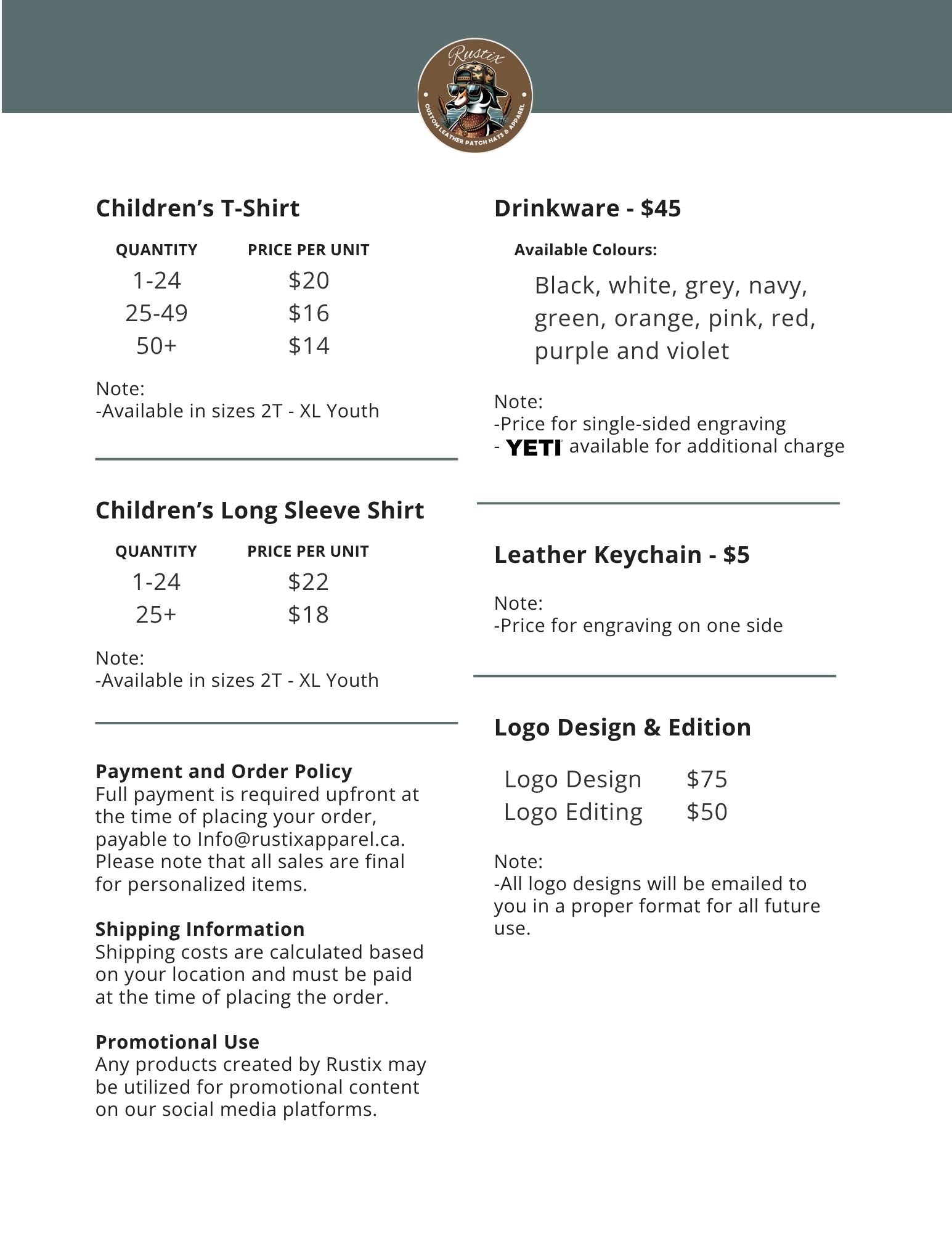 Kid's Clothing & Specialty Items